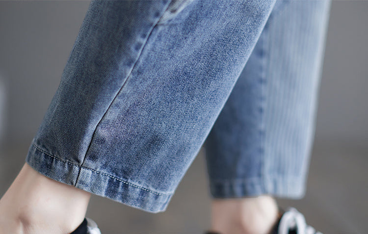 Close-up of blue jeans with a blurred background