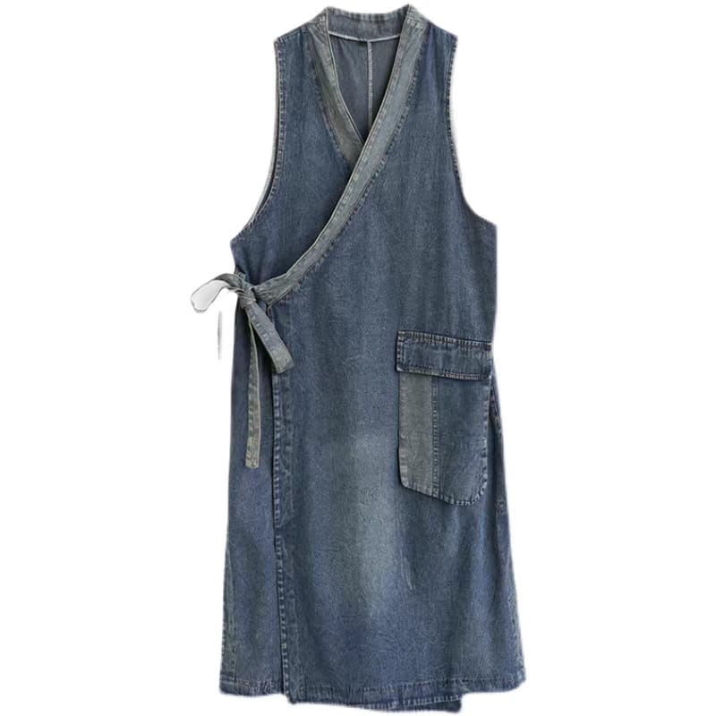 Denim apron on a white background