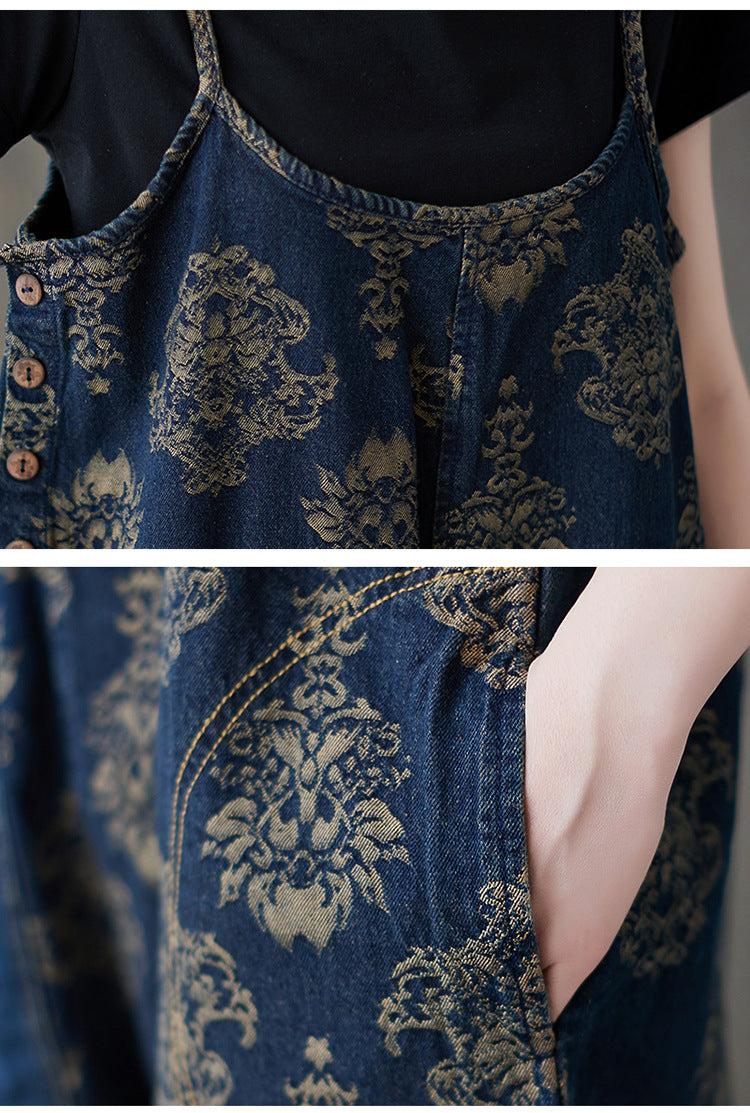 Bohemian Denim Cropped Harem Jumpsuit - Zen Breaker