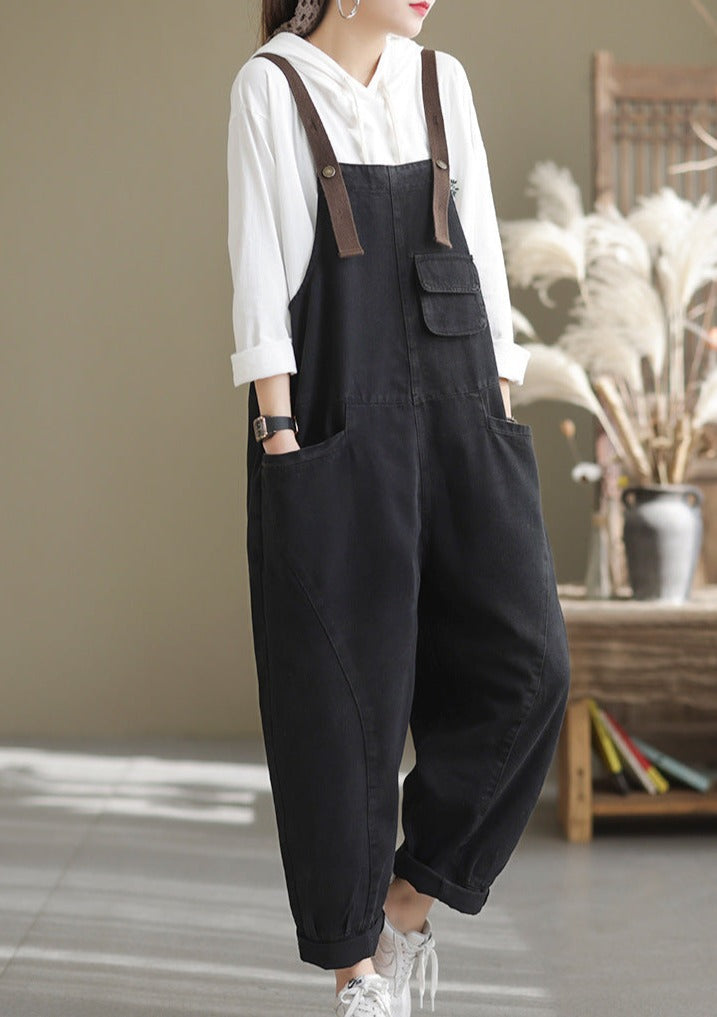Casual Loose Fit Denim Overalls