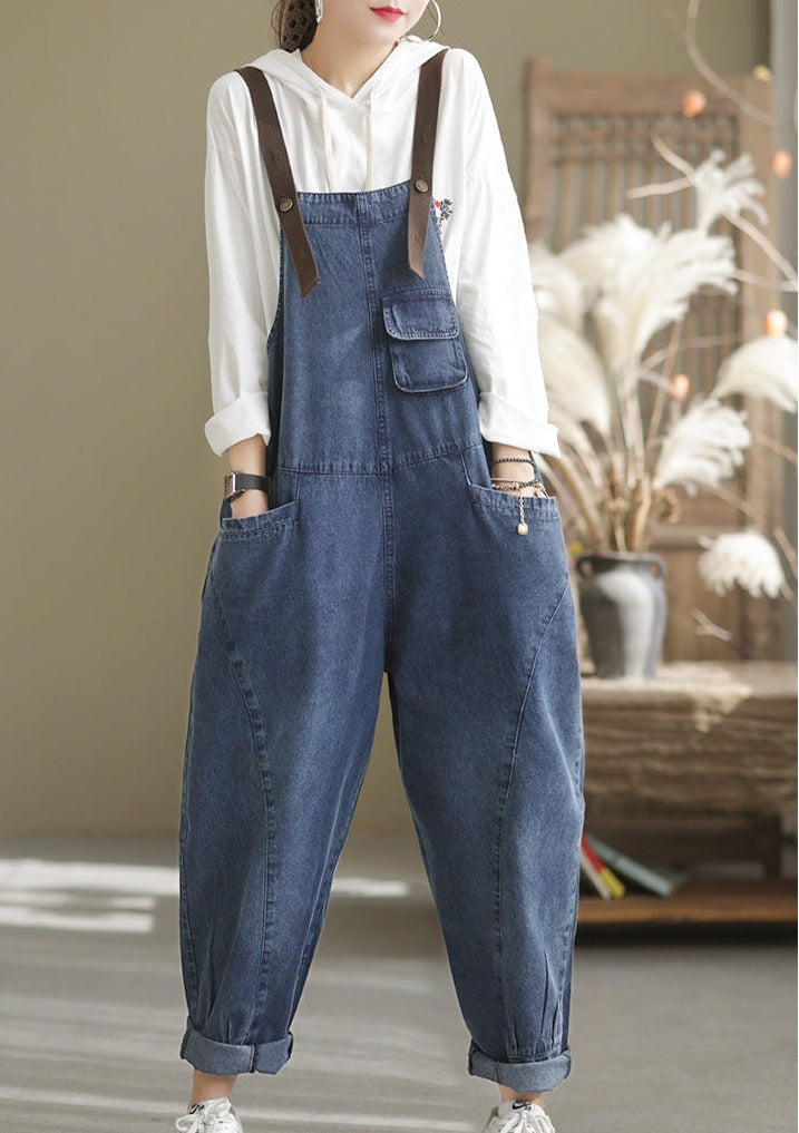Casual Loose Fit Denim Overalls