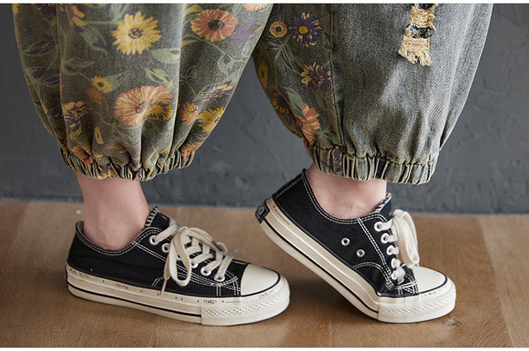 Daisy Denim Overalls Baggy Jumpsuits