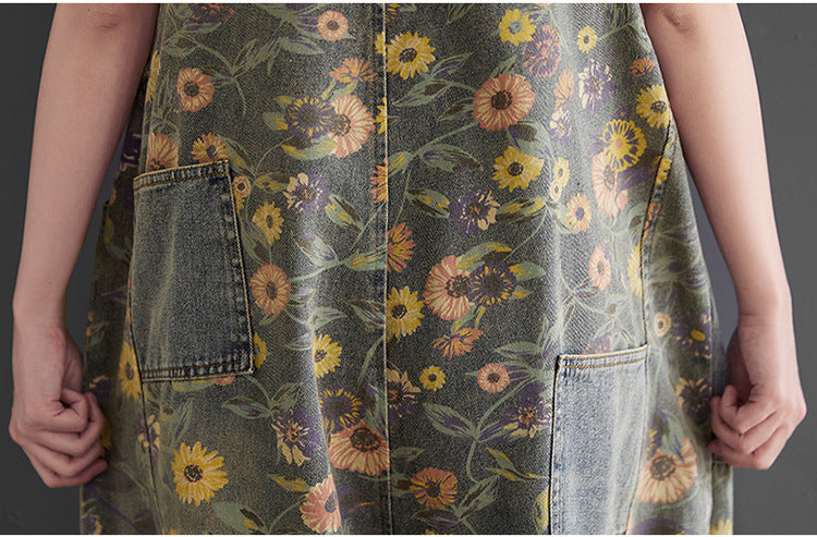 Daisy Denim Overalls Baggy Jumpsuits