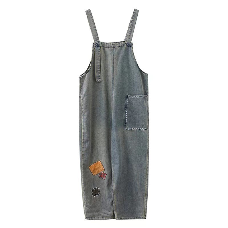 Patchwork Denim Loose Fit Dungaree - Zen Breaker