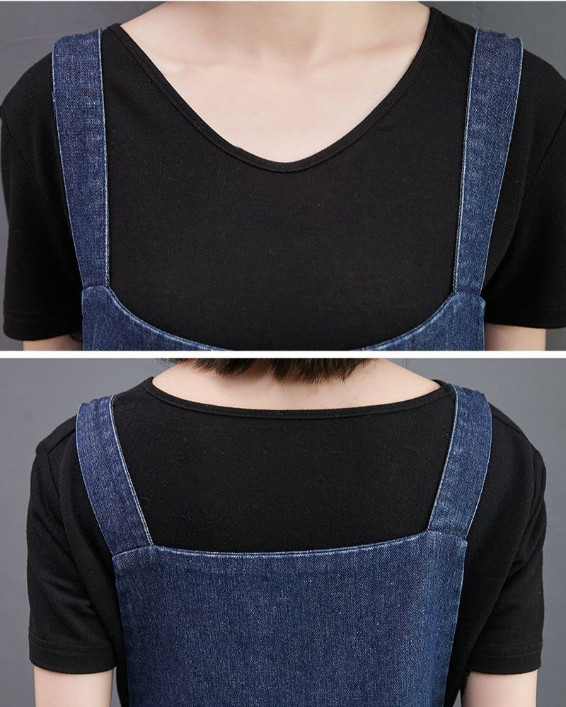 Plus Size Denim Lantern Overalls