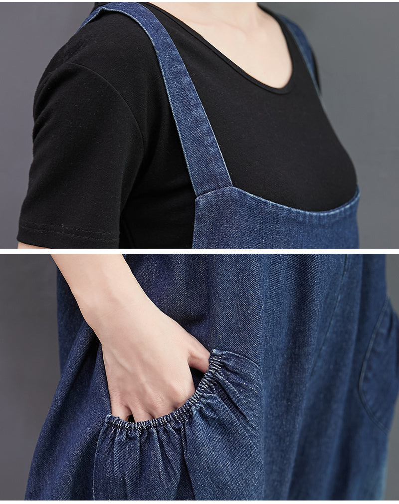 Plus Size Denim Lantern Overalls