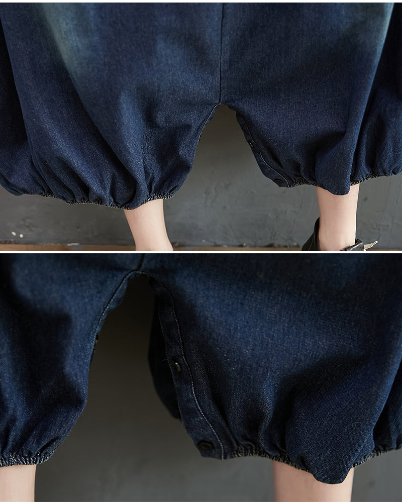 Plus Size Denim Lantern Overalls