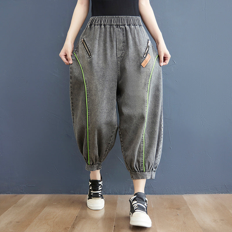 Zipper Pocket Loose Fit Jogger Jeans