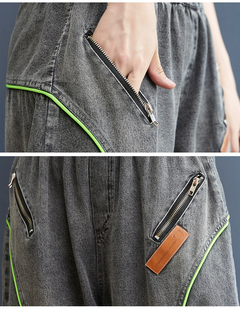 Zipper Pocket Loose Fit Jogger Jeans