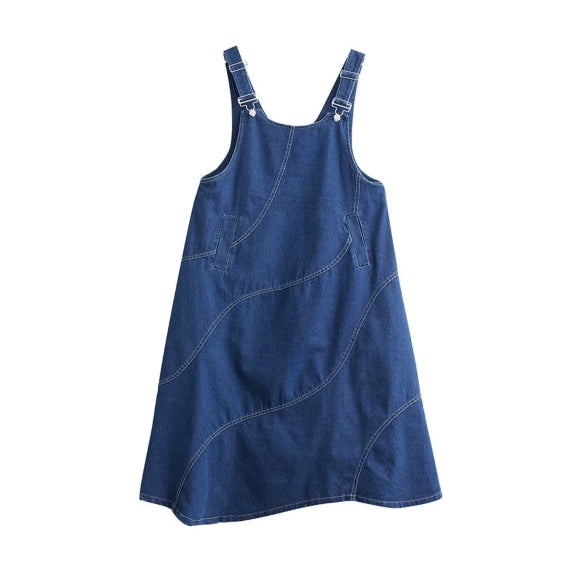 Blue denim dress on a white background