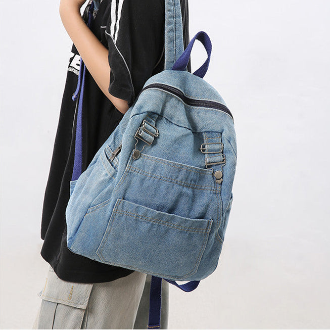 Vintage Denim School Backpack