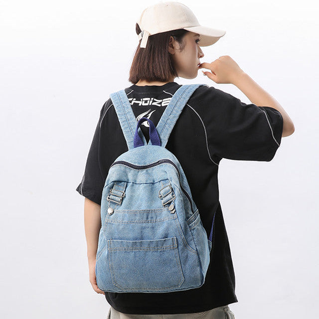 Vintage Denim School Backpack