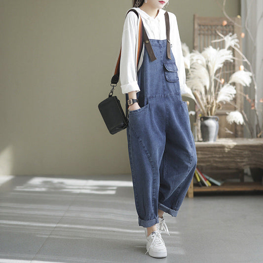 Casual Loose Fit Denim Overalls