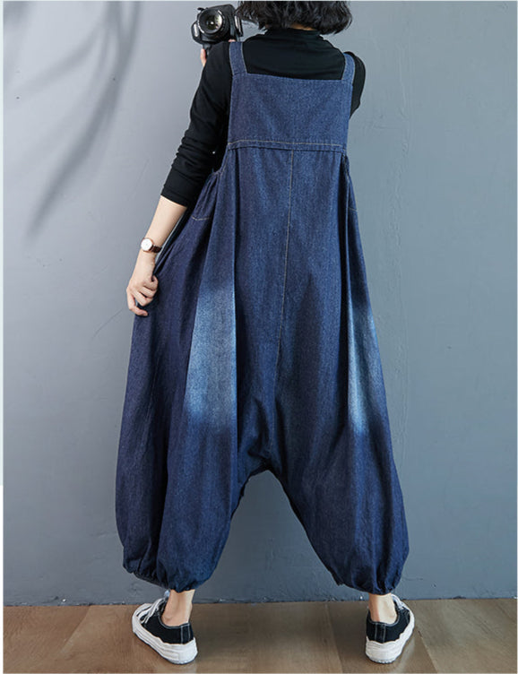 Convertible Denim Overall Skirt-Pants