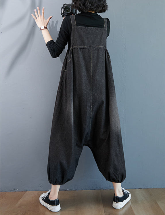 Convertible Denim Overall Skirt-Pants