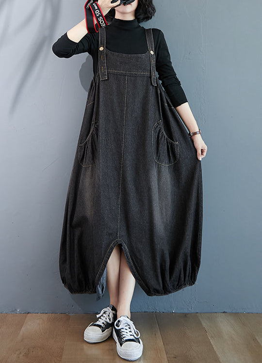 Convertible Denim Overall Skirt-Pants