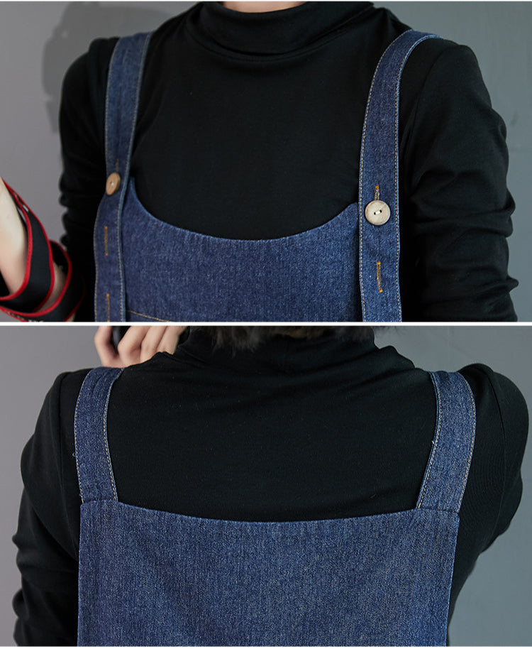 Convertible Denim Overall Skirt-Pants