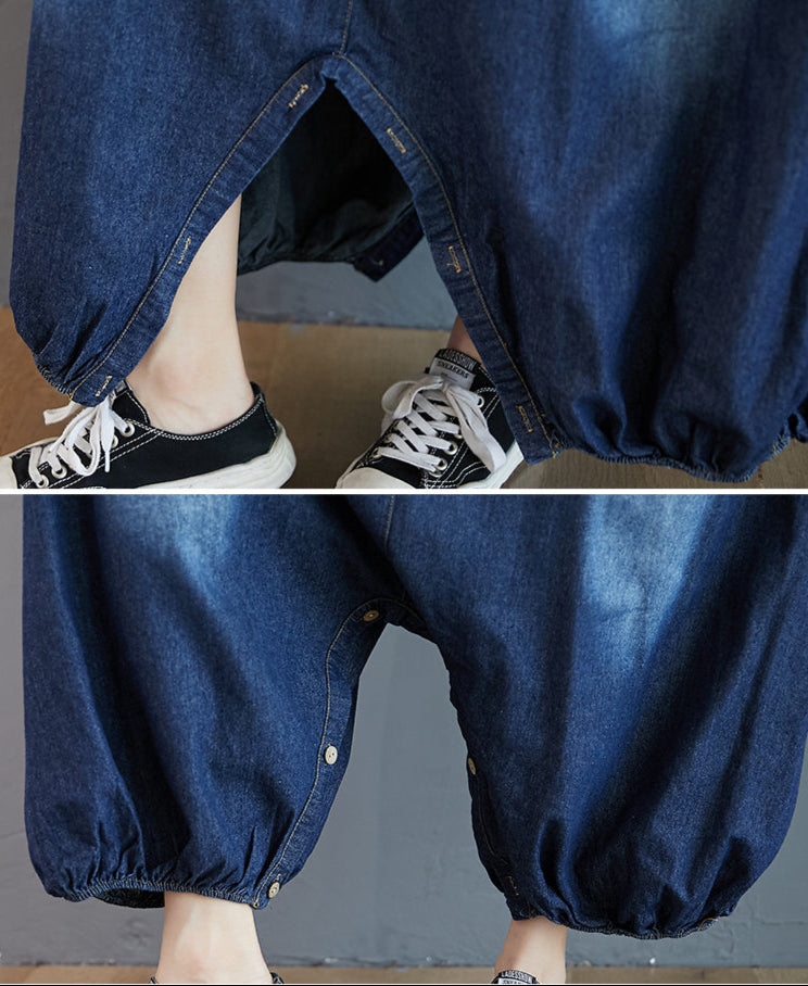 Convertible Denim Overall Skirt-Pants