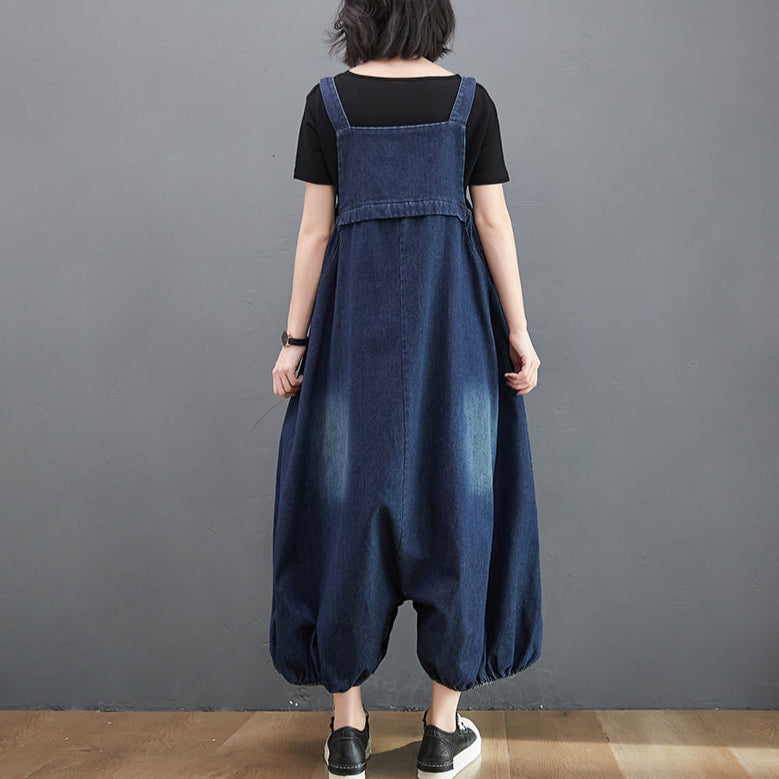 Plus Size Denim Lantern Overalls