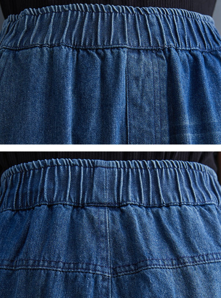 Striped and Checked Patchwork Denim Pants - Zen Breaker
