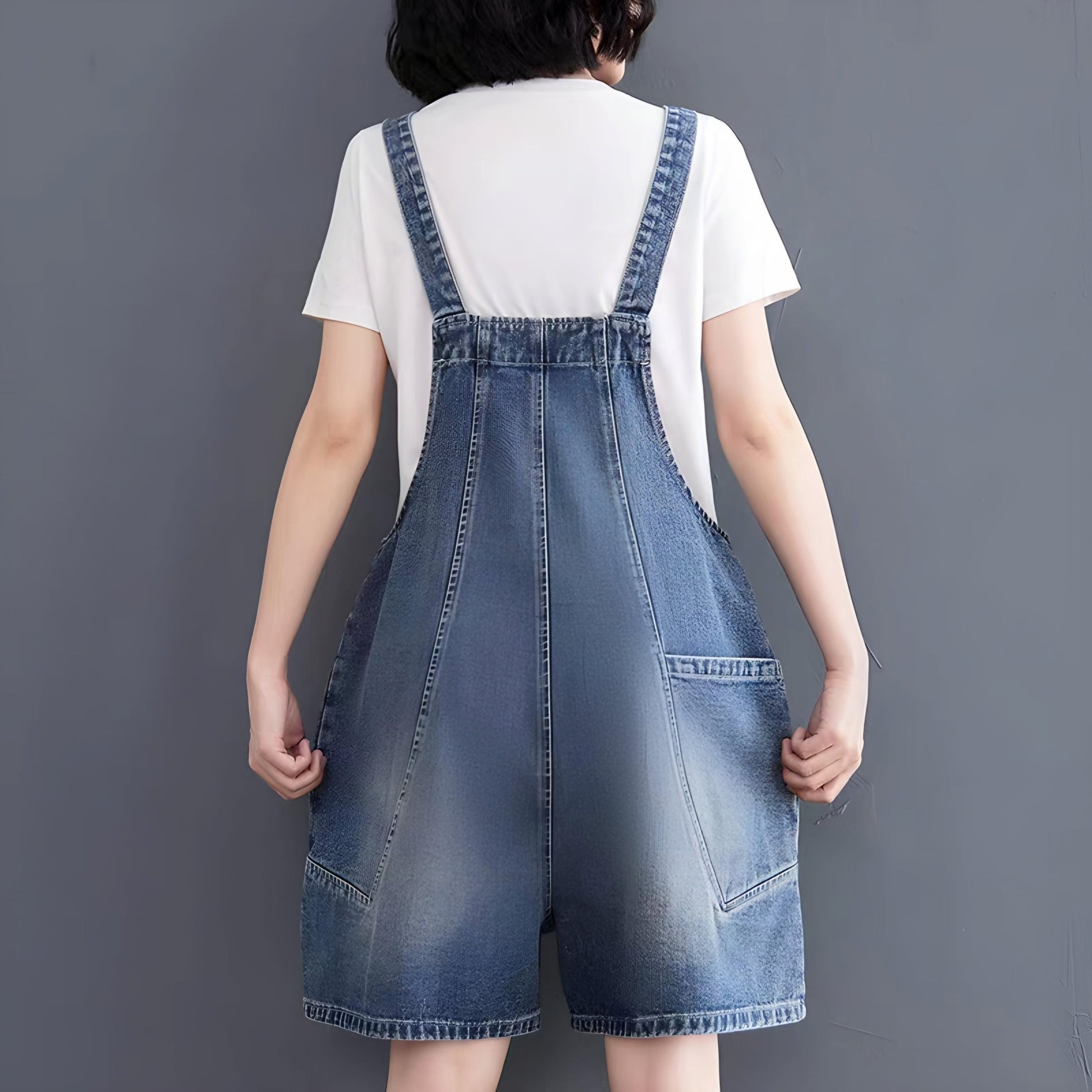 Women Short Denim Overall Jumpsuit